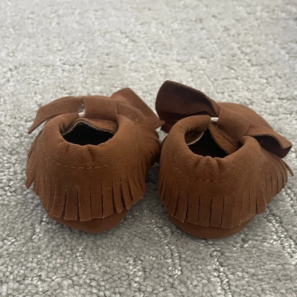 Brown Bow Kids Moccasins